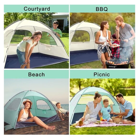 WhiteFang Beach Tent Anti-UV Portable Sun Shade Shelter 3 Person Carrying Bag - Picture 7 of 10